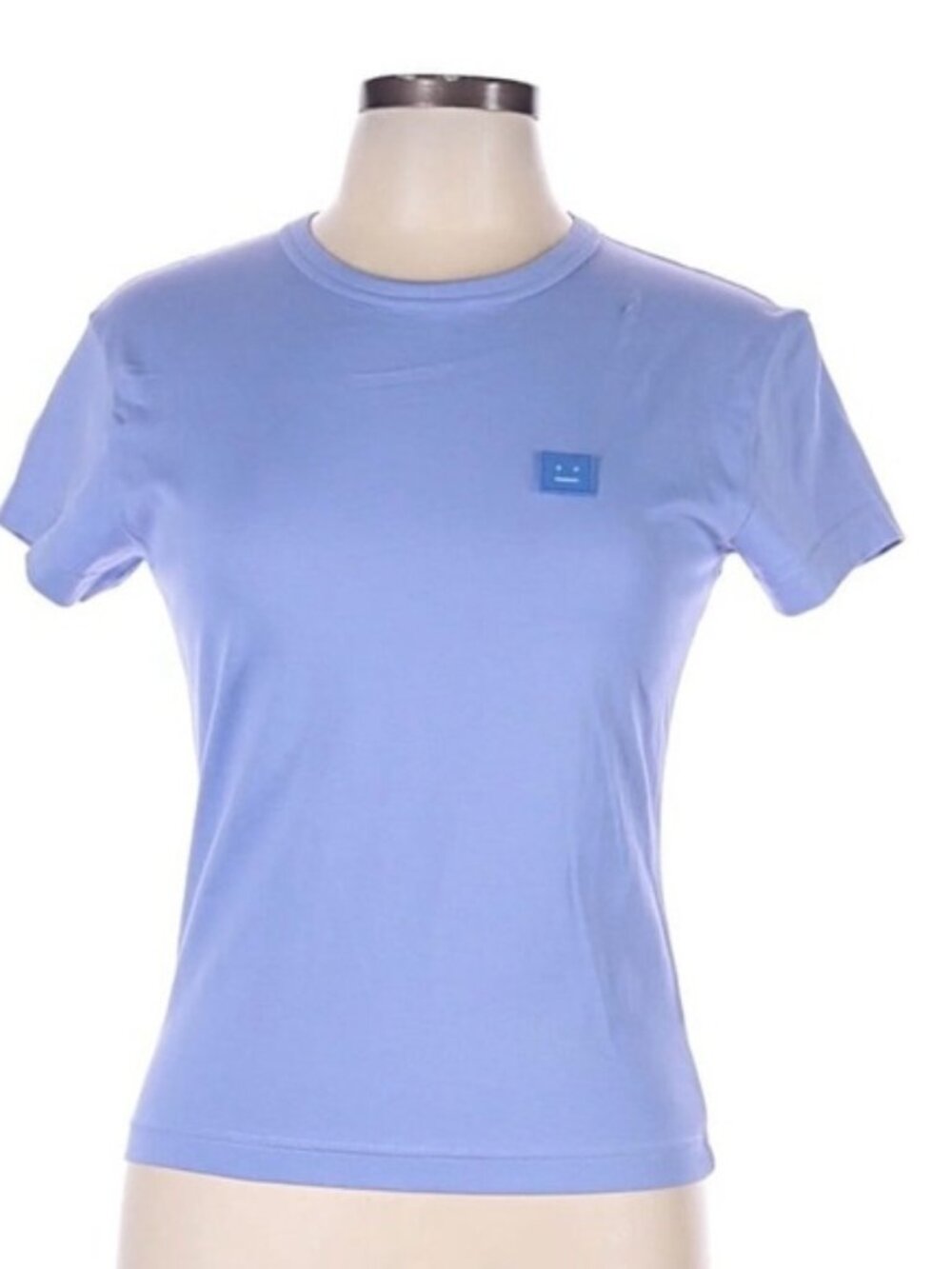 Acne Pastel Blue Crewneck Logo Tee M